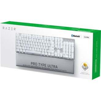 Razer Pro Type Ultra Bluetooth / vezeték nélküli angol (US) gaming Razer Yellow billentyűzet fehér
