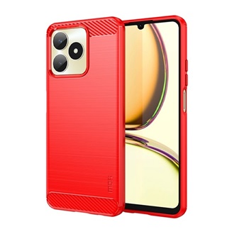 Realme C51 4G MOFI szilikon telefonvédő ütésállóság, karbon minta, PIROS