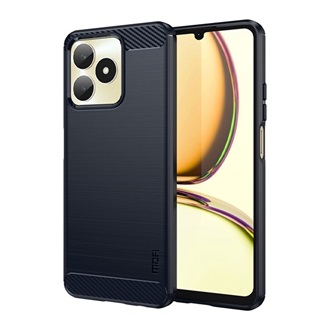 Realme C51 4G MOFI szilikon telefonvédő ütésállóság, karbon minta, SÖTÉTKÉK