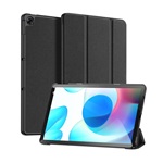Realme Pad DUX DUCIS DOMO tok álló, bőr hatású aktív FLIP, textil minta, FEKETE