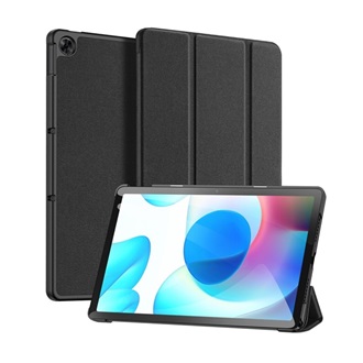 Realme Pad DUX DUCIS DOMO tok álló, bőr hatású aktív FLIP, textil minta, FEKETE
