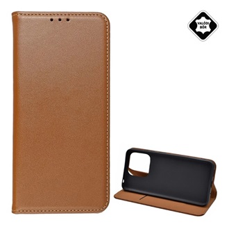 Redmi 12C Gigapack Tok álló, valódi bőr FLIP, asztali tartó, BARNA