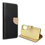Redmi 13C 5G Gigapack Tok álló, bőr hatású FLIP, textil hatás, ARANY/FEKETE