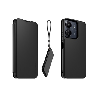 Redmi 13C 5G MADE FOR XIAOMI tok álló, bőr hatású FLIP, kártyazseb + kézpánt, FEKETE