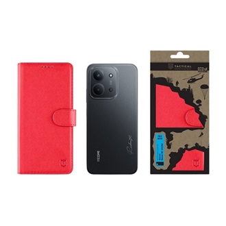 Redmi 15C 5G / 15C 4G TACTICAL FIELD NOTES tok álló, bőr hatású FLIP, prémium, PIROS
