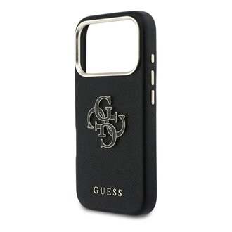Redmi 15 4G / 15 5G GUESS FW RESIN LOGO szilikon telefonvédő ütésállóság, bőr hatású hátlap, FEKETE