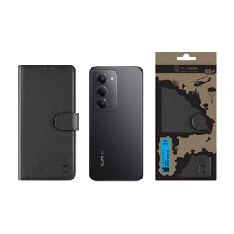 Redmi 15 4G / 15 5G TACTICAL FIELD NOTES tok álló, bőr hatású FLIP, prémium, FEKETE