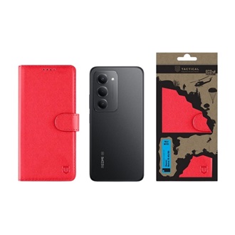 Redmi 15 4G / 15 5G TACTICAL FIELD NOTES tok álló, bőr hatású FLIP, prémium, PIROS