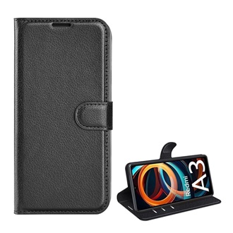 Redmi A3 4G Gigapack Tok álló, bőr hatású FLIP, prémium, FEKETE