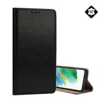 Redmi Note 14 Pro 4G GIGAPACK Tok álló, valódi bőr FLIP, asztali tartó, FEKETE
