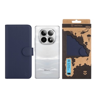Redmi Note 15 5G TACTICAL FIELD NOTES tok álló, bőr hatású FLIP, prémium, SÖTÉTKÉK