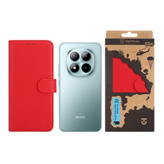 Redmi Note 15 Pro 5G TACTICAL FIELD NOTES tok álló, bőr hatású FLIP, prémium, PIROS