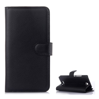 Redmi Note 2 Gigapack Tok álló, bőr hatású FLIP, prémium, FEKETE