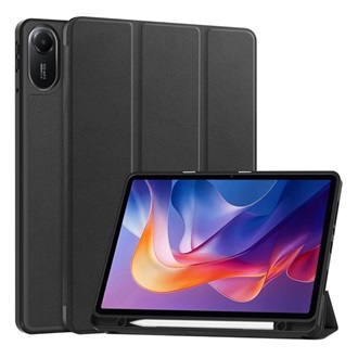 Redmi Pad 2 GIGAPACK Tok álló, bőr hatású aktív FLIP, ceruza tartó, FEKETE