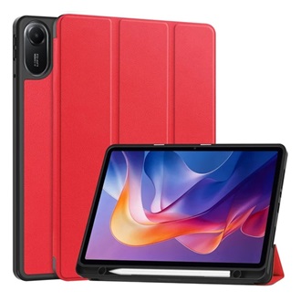 Redmi Pad 2 GIGAPACK Tok álló, bőr hatású aktív FLIP, ceruza tartó, PIROS
