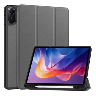 Redmi Pad 2 GIGAPACK Tok álló, bőr hatású aktív FLIP, ceruza tartó, SÖTÉTSZÜRKE