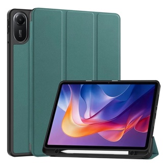 Redmi Pad 2 GIGAPACK Tok álló, bőr hatású aktív FLIP, ceruza tartó, SÖTÉTZÖLD