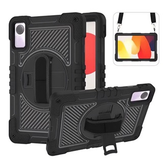 Redmi Pad SE 11 GIGAPACK Defender műanyag telefonvédő ütésállóság, 360° + kézpánt, FEKETE