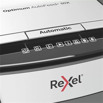 Rexel Optimum AutoFeed+ 50X keresztvágó / konfettivágó iratmegsemmisítő szürke