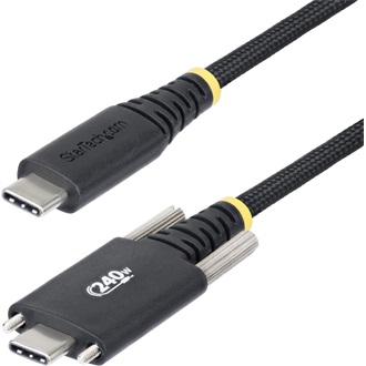 StarTech USB-C -> USB-C M/M töltőkábel 1m fekete csavaros rögzítás