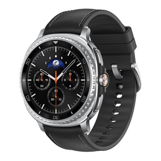 SAMSUNG Galaxy Watch 8 Classic okosóra (eSIM, bőr hatású csuklópánt, 46mm) FEKETE
