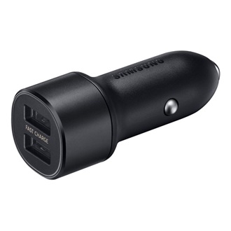 SAMSUNG autós töltő 2 USB aljzat 15W, gyorstöltő, FEKETE (Gigapack csomagolás)
