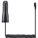 SAMSUNG autós töltő (5W + fix microUSB kábel) FEKETE (Gigapack csomagolás)