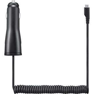 SAMSUNG autós töltő (5W + fix microUSB kábel) FEKETE (Gigapack csomagolás)