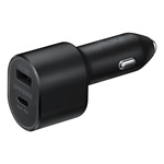 SAMSUNG autós töltő USB+Type-C aljzat 45W, LED + Type-C kábel, FEKETE