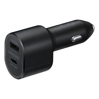 SAMSUNG autós töltő USB+Type-C aljzat 45W, LED + Type-C kábel, FEKETE