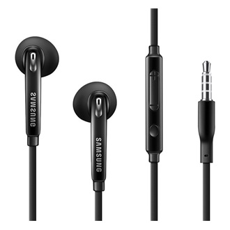 SAMSUNG fülhallgató SZTEREO 3.5mm jack, felvevő gomb, hangerő szabályzó, 1 pár sima pót fülgumi FEKETE Gigapack box