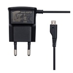 SAMSUNG hálózati töltő (3.5W + fix microUSB kábel) FEKETE (Gigapack csomagolás)