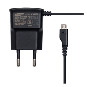 SAMSUNG hálózati töltő (3.5W + fix microUSB kábel) FEKETE (Gigapack csomagolás)