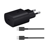 SAMSUNG hálózati töltő Type-C aljzat (25W, PD gyorstöltő 3.0 + EP-DA905BBE Type-C kábel) FEKETE (Gigapack csomagolás)