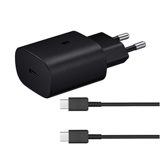 SAMSUNG hálózati töltő Type-C aljzat (25W, PD gyorstöltő 3.0 + EP-DA905BBE Type-C kábel) FEKETE (Gigapack csomagolás)