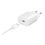 SAMSUNG hálózati töltő Type-C aljzat (25W, PD gyorstöltő 3.0 + EP-DA905BWE Type-C kábel) FEHÉR (Gigapack csomagolás)