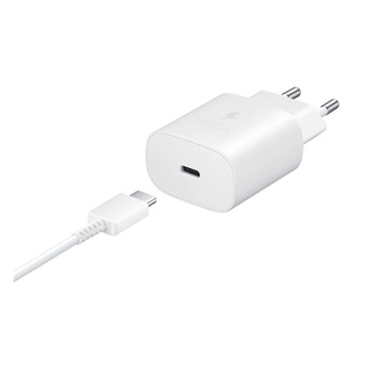 SAMSUNG hálózati töltő Type-C aljzat (25W, PD gyorstöltő 3.0 + EP-DA905BWE Type-C kábel) FEHÉR (Gigapack csomagolás)