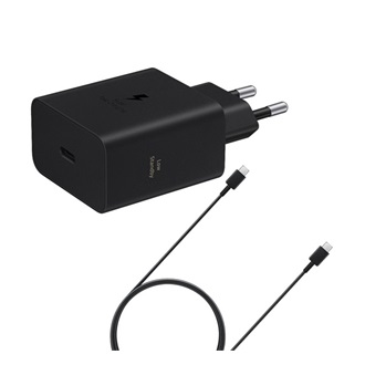 SAMSUNG hálózati töltő Type-C aljzat (60W, PD gyorstöltő + Type-C kábel) FEKETE