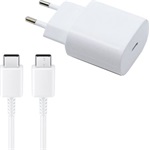 SAMSUNG hálózati töltő Type-C aljzat (25W, PD gyorstöltő 3.0 + EP-DA705BWE Type-C kábel) FEHÉR (Gigapack csomagolás)