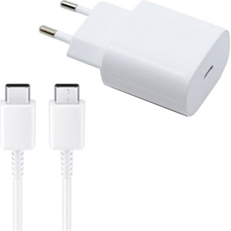 SAMSUNG hálózati töltő Type-C aljzat (25W, PD gyorstöltő 3.0 + EP-DA705BWE Type-C kábel) FEHÉR (Gigapack csomagolás)