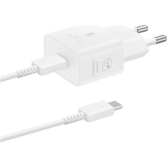 SAMSUNG hálózati töltő Type-C aljzat 25W, PD gyorstöltő + Type-C kábel, FEHÉR