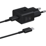 SAMSUNG hálózati töltő Type-C aljzat 25W, PD gyorstöltő + Type-C kábel, FEKETE