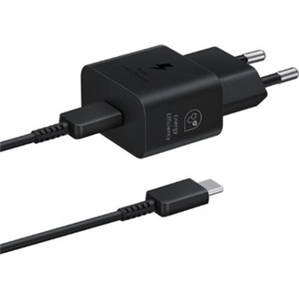 SAMSUNG hálózati töltő Type-C aljzat 25W, PD gyorstöltő + Type-C kábel, FEKETE