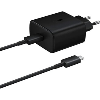 SAMSUNG hálózati töltő Type-C aljzat 45W, PD gyorstöltő + 100cm Type-C kábel, FEKETE
