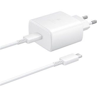 SAMSUNG hálózati töltő Type-C aljzat (45W, PD gyorstöltő + 180cm Type-C kábel) FEHÉR (Gigapack csomagolás)