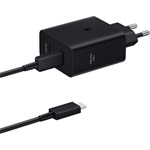 SAMSUNG hálózati töltő USB+Type-C aljzat 50W, PD gyorstöltő + Type-C kábel, FEKETE