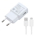 SAMSUNG hálózati töltő USB aljzat (15W, gyorstöltő + microUSB kábel, 100cm kábel) FEHÉR (Gigapack csomagolás)