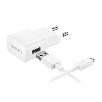 SAMSUNG hálózati töltő USB aljzat (15W, gyorstöltő + ECB-DU4EWE microUSB, 150cm kábel) FEHÉR (Gigapack csomagolás)
