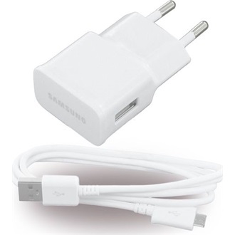 SAMSUNG hálózati töltő USB aljzat (5W + ECB-DU4AWE microUSB kábel) FEHÉR (Gigapack csomagolás)