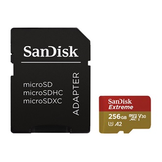 SANDISK EXTREME memóriakártya 256GB (microSDXC, Class 10, UHS-1, 190MB/s) + SD adapter